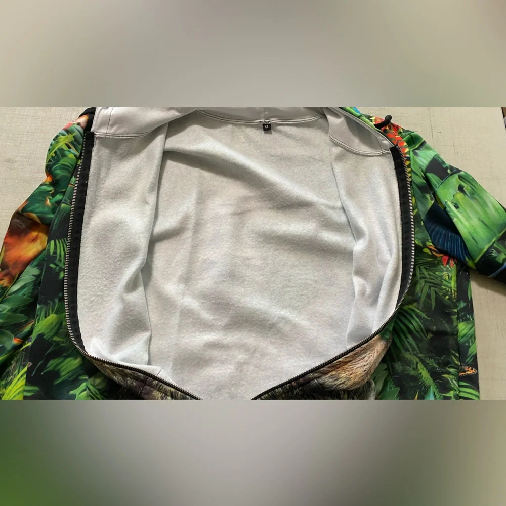 NWOT Adult sloth and lush jungle setting zip up hoodie - Picture 9 of 9